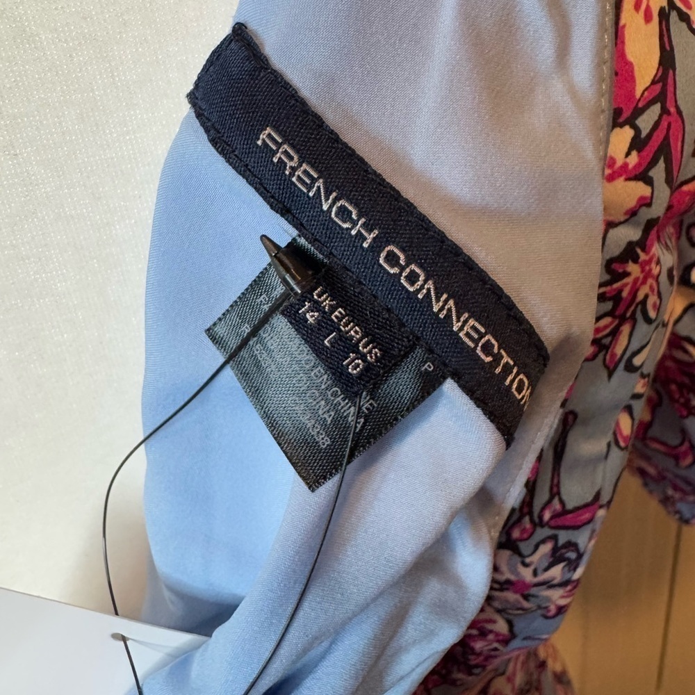 NWT French Connection Fotini One Shoulder Mini Dress Placid Blue Floral Size 10 - Picture 7 of 8